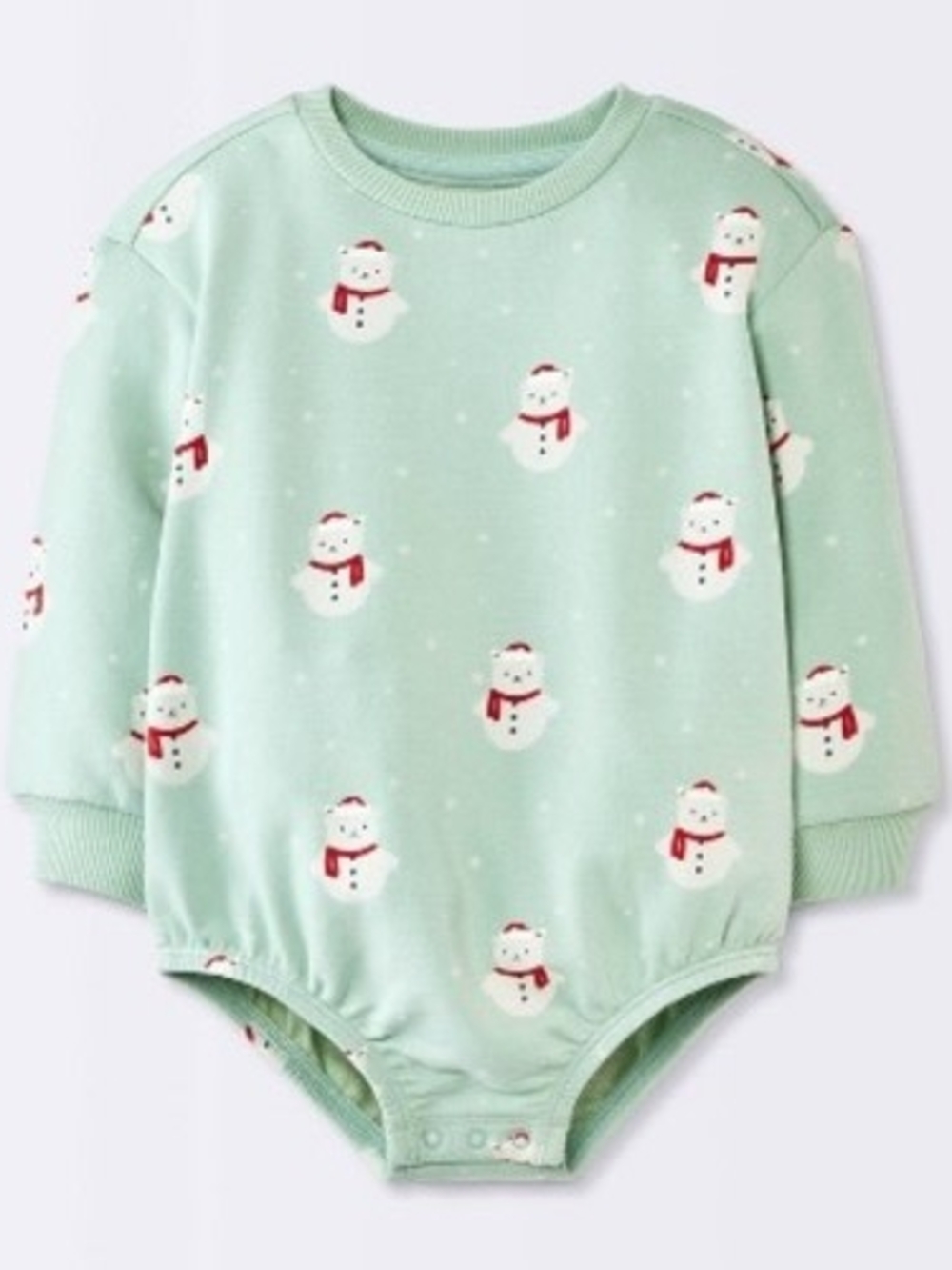 12M Cloud Island Snowbear Holiday Print Light Blue One-Piece Bodysuit